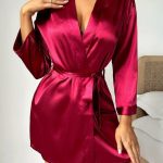 OGRTAČ satenski elegantni crveni – NOVO – vel. L ili univerzalna S-M-L-XL